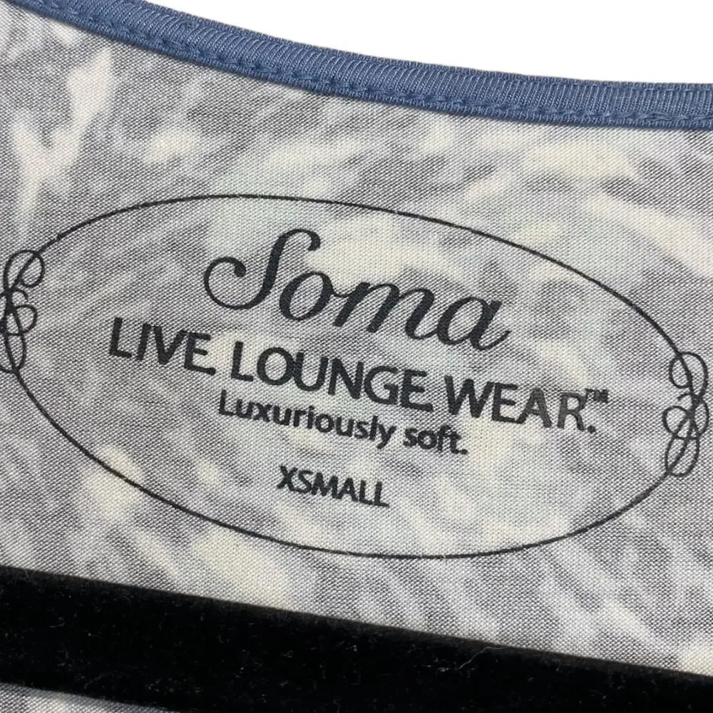 Soma blue green & white Lounge wear drape neck dress‎ XSmall